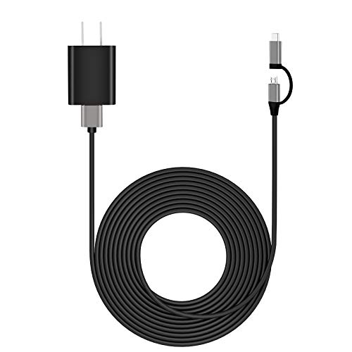 Kindle Fire Fast Charger AC Adapter [UL Listed] with USB C and Micro-USB 2-in-1 Cable 6FT for All Amazon Fire 7 HD 10 8 8 Plus Kids Edition Tablet and Kindle E-Reader Oasis