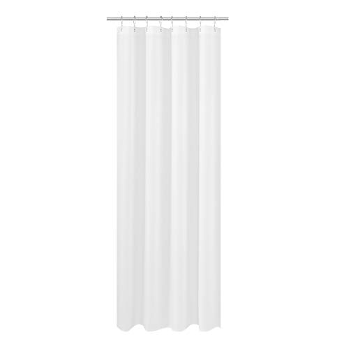 Book Cover N&Y HOME Fabric Shower Curtain Liner Extra Long Stall Size 48 x 84 inches, Hotel Quality, Washable, White Bathroom Curtains with Grommets, 48x84