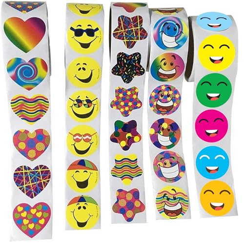 Sticker Roll 5 Rolls of Party Supplies Stickers for Kids Teachers 500 Stickers