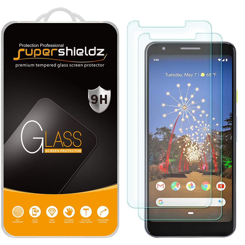 Book Cover (2 Pack) Supershieldz Designed for Google (Pixel 3a XL) Tempered Glass Screen Protector, Anti Scratch, Bubble Free