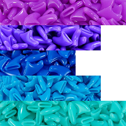 zetpo 100 pcs Cat Nail Caps | Cat Claw Covers | with Adhesives and Applicators (XS, Purple, Violet, Blue, Sky Blue, Turquoise)