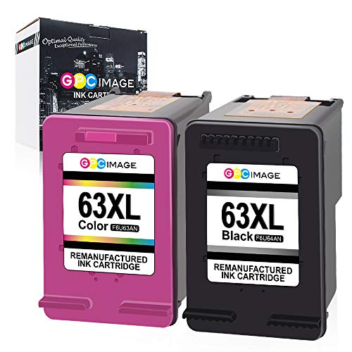GPC Image Remanufactured Ink Cartridge Replacement for HP 63XL 63 XL to use with Officejet 5252 5255 5258 4650 4655 3830 Envy 4520 4516 Deskjet 1112 2130 3634 3632 2132 (1 Black 1 Tri-Color 2-Pack)