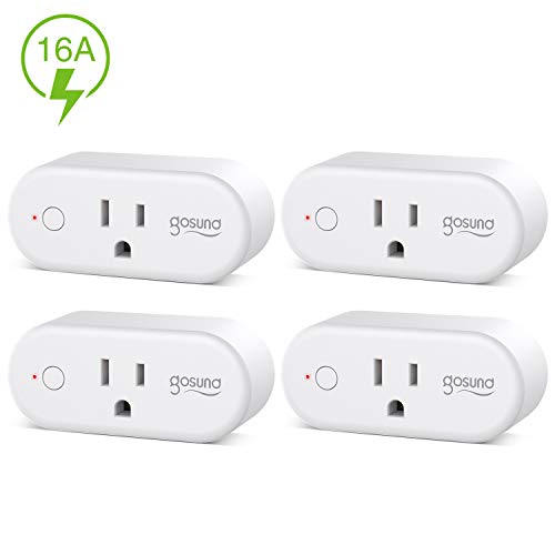 Smart Plug Gosund 16A Wifi Outlet Work with Alexa Google Home,4 Pack Mini Socket with Timer Function and Overload Protection, FCC ETL Certification Only Supports 2.4GHz Network