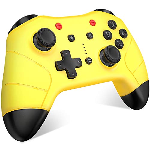 BEBONCOOL Wireless Controller for Nintendo Switch Pro Controller Remote with Motion Vibration Turbo Speed Function Dual Analog Sticks Controller with Bluetooth - Yellow