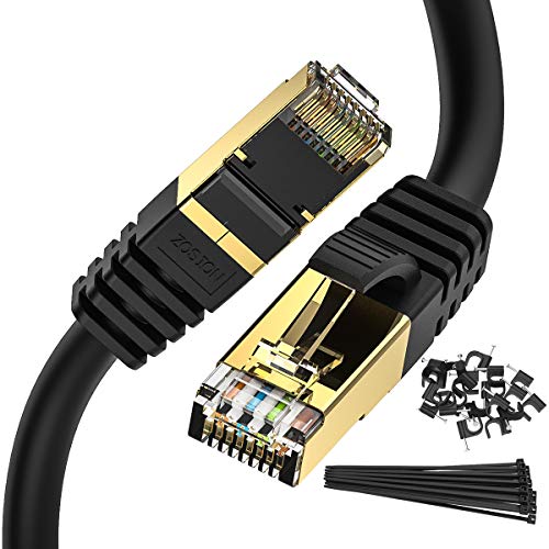 Ethernet Cable 6.5 ft Cat 8 2 Pack Zosion RJ45 Connector Double Shielded STP 40GBPS 2000MHZ Premium High Speed Network Wire Patch Cable LAN Cord for Gaming PC TV PS4 Modem Router Mac Laptop Xbox one