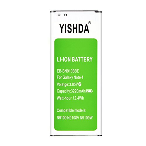 Galaxy Note 4 Battery, YISHDA 3220mAh Li-ion Replacement Battery Compatible with Samsung Galaxy Note 4 for N910 N910U N910V N910T N910A N910P | Samsung Note 4 Spare Battery