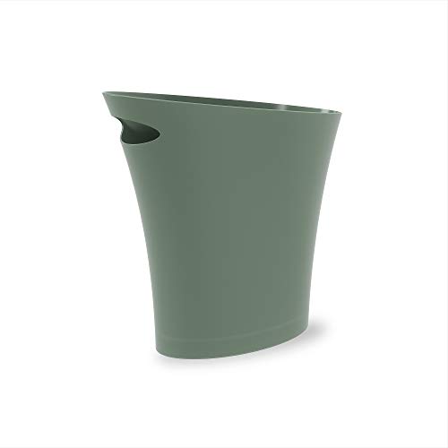 Book Cover Umbra Skinny, Spruce Sleek & Stylish Bathroom Trash, Small Garbage Can, Wastebasket for Narrow Spaces at Home or Office, 2 Gallon Capacity, Single Pack - 082610-1095