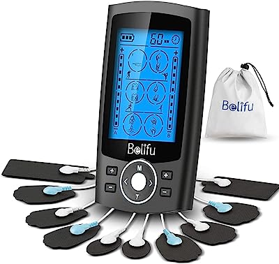 Book Cover Dual Channel TENS EMS Unit 24 Modes Muscle Stimulator for Pain Relief Therapy, Electronic Pulse Massager Muscle Massager with 10 Pads, Dust-Proof Drawstring Storage Bag，Fastening Cable Ties