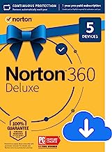 Book Cover Norton 360 Deluxe (2022 Ready) Antivirus software for 5 Devices with Auto Renewal - Includes VPN, PC Cloud Backup & Dark Web Monitoring [Download]