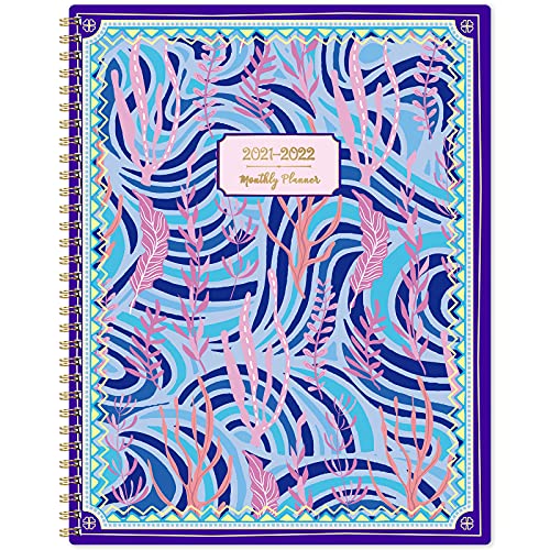 2021-2022 Monthly Planner/Calendar - 18-Month Planner with Tabs & Pocket, Contacts and Passwords, 8.5" x 11", Thick Paper, Jul. 2021 - Dec. 2022, Twin-Wire Binding - Green