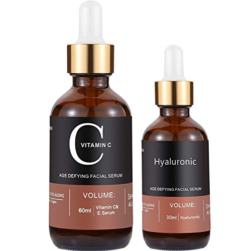 Book Cover MayBeau Vitamin C Serum For Face, Set Of 2 Anti-aging Facial Serum(3 fl.oz) With Hyaluronic Acid Serum, Antioxidant Vitamin E Serum Vitamin Oil Aloe Serum Skin Care Set For Acne Scars