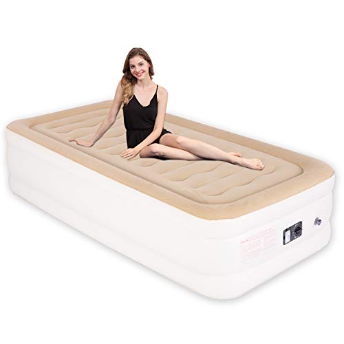 Tuomico Twin XL Air Mattress with Built-in-Pump Upgraded 19" Blow up Bed for Guest Comfortable Top Twin Size Inflatable Airbeds