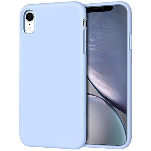 Anuck Case for iPhone XR Case 6.1 inch 2018, Soft Silicone Gel Rubber Bumper Phone Case with Anti-Scratch Microfiber Lining Hard Shell Shockproof Full-Body Protective Case Cover - Light Blue