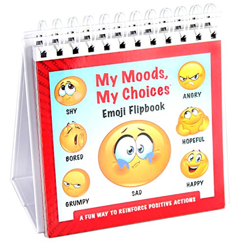 Book Cover My Moods, My Choices Flipbook for Kids; 20 Different Moods/Emotions; Autism; ADHD; Help Kids Identify Feelings and Make Positive Choices; Laminated Pages (Emoji Flipbook)