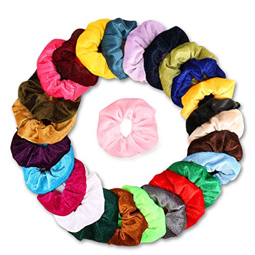 Velvet Hair Scrunchies with Elastic - Weicai 26 Colors Cute Scrunchies for Women or Girls Hair Accessories (Relive the 80s/90s Fashion)