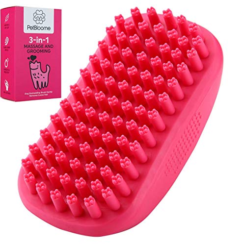 Book Cover Petbloome Dog Bath Brush, Grooming Brush, Shampoo Brush and Massager