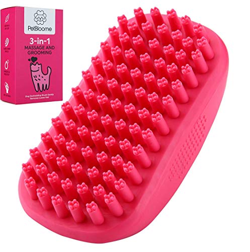 Petbloome Dog Bath Brush, Grooming Brush, Shampoo Brush and Massager