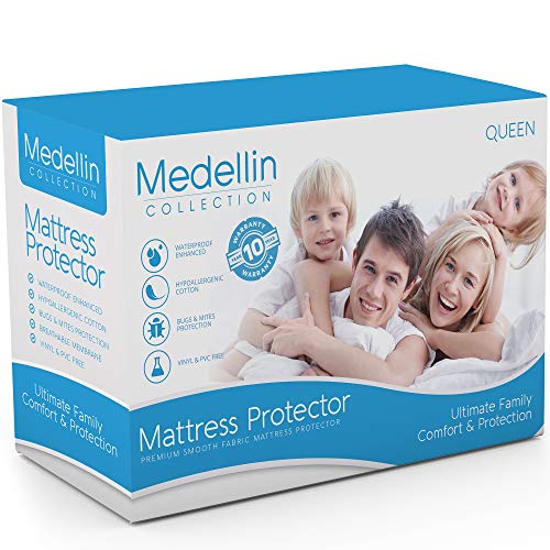 Book Cover Medellin Collection Premium Hypoallergenic Waterproof Queen Mattress Protector - Vinyl Free