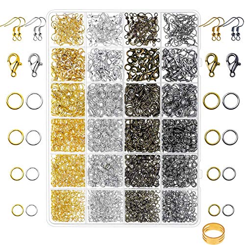 Book Cover Paxcoo 3200Pcs Jewelry Necklace Repair Kit with Jump Rings, Clasps and Earring Hooks for Jewelry Making Supplies, Earring Making Findings and Necklace Bracelets Repair