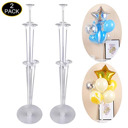 Balloon Stand Kit - Clear Table Balloon Stand with 14 Balloon Sticks,14 Balloon Cups and 2 Balloon Base for Brirthday Wedding Party Decorations(2 Set)