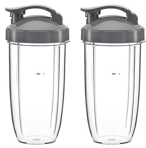Book Cover NutriBullet Flip Top To Go Lid with 32oz Tall Cup,Fits Nutribullet 600W 900W Blenders (2 Pack)