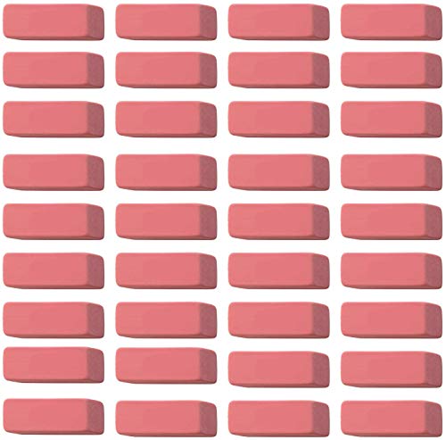 Pink Erasers, Premium Quality Latex Free Eraser Rubber - Standard Size Perfect for School, Office - (48 Pack)