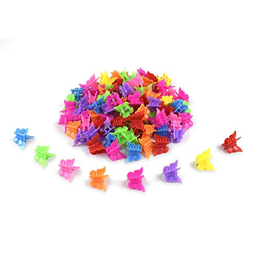 Book Cover 100 Pcs Mini Butterfly Hair Clips, Plastic Hair Accessories Butterfly Barrettes for Women and Girls, Assorted Color