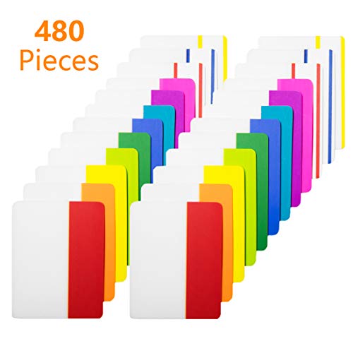 KIMCOME 480 Pieces Sticky Tabs 2 Inch Index Tabs, Colored Page Markers Repositionable Tape Flags For Books, Binders And File Folders, [24 Sets 12 Colors] Easy To Stick, Removes Cleanly
