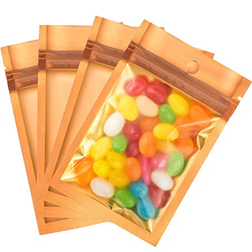 EAONE 200 Pcs Mylar Zip Lock Bags, Aluminum Foil Bags, Double-Sided Metallic Foil/Mylar Ziplock Bags for Food Storage