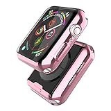 Misxi Rose Gold Case for Apple Watch Series 5 / Series 4 Screen Protector 40mm, iwatch Cover TPU Overall Protective Case for Series 5/4 40mm (1 Rose Gold + 1 Transparent) [2 Pack]
