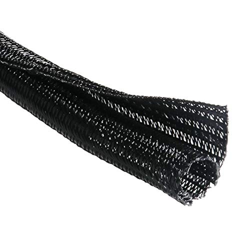 25 Feet - 5/16 inch Cord Protector Split Wire Loom Braided Cable Sleeve, Management and Organizer, Protectors for Television, Audio, Computer Cables, Prevent Pet From Chewing Cords - Black