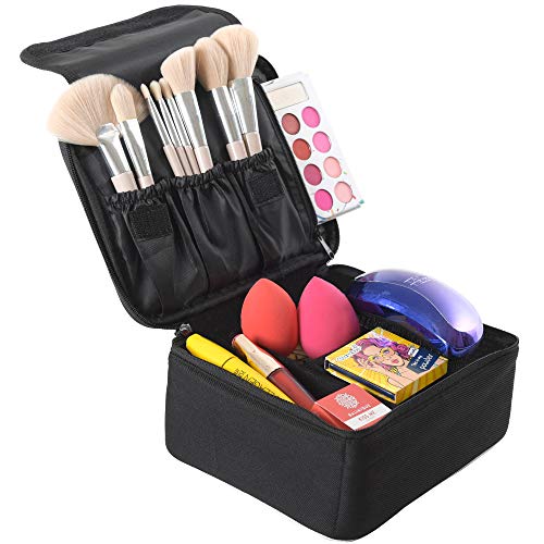 Cosmetic Organizer by Eliza Huntley - Makeup Case & Toiletry Bag for Women, Cosmetic Case, Black Makeup Organizer (Small)