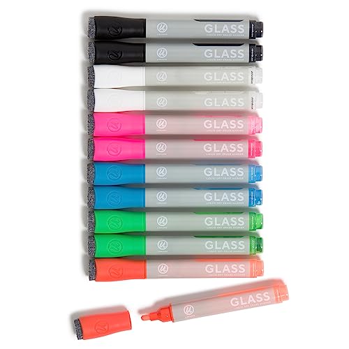 U Brands Liquid Glass Markers, Bullet Tip, Assorted Colors, 12 Count