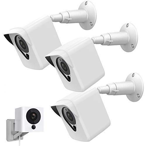 Book Cover Wyze Cam Camera Wall Mount Bracket,Coolwufan Weather Proof 360 Degree Protective Adjustable Housing Mount and Cover for Wyze Cam V2 V1 and Ismart Spot Camera Indoor Outdoor (White(3 Pack))