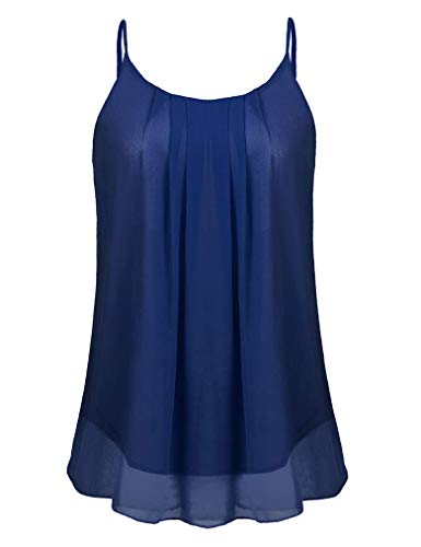 Sherosa Women's Chiffon Layered Summer Cami Tank Tops Causal Sleeveless Blouse Shirts