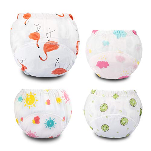 Cotton Training Pants 4 Pack Padded Toddler Potty Training Underwear for Boys and Girls-12M-5T