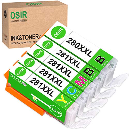 Book Cover OSIR PGI-280 CLI-281 Compatible Ink Cartridges Replacement for Canon 280 281 XXL Used to Pixma TS6220 TR8520 TS9520 TS6120 TR7520 TS9521C Printer, 5 Pack (PGBK,Black,Cyan,Magenta,Yellow)