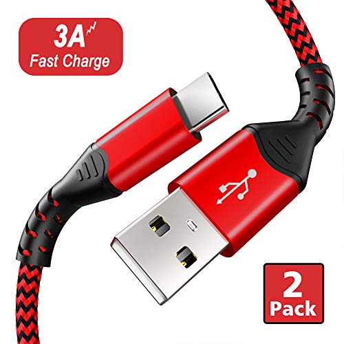 Book Cover Type C Cable, Benicabe (2 Pack 6.6FT) USB C Fast Charger Nylon Braided USB A 2.0 to USB-C Charging Cable for Samsung Galaxy S10 S9 S8 Plus Note 9 8, Pixel, LG V30 G6, Nintendo Switch, OnePlus 5 (Red)