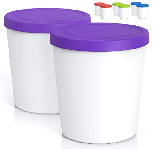 BALCI - Premium Ice Cream Containers (2 Pack - 1 Quart Each) Perfect Freezer Storage Tubs with Lids for Ice Cream, Sorbet and Gelato! - Purple