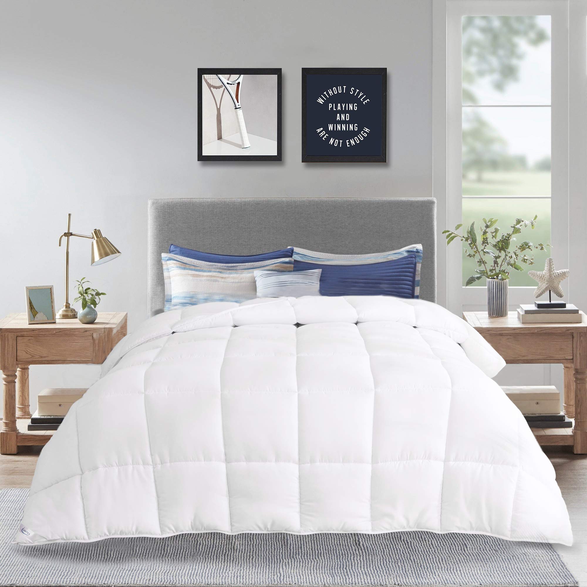 Book Cover LOVTEX Quilted Down Alternative Duvet Insert King - All Season Warm White Comforter with 8 Coner Tabs, 106
