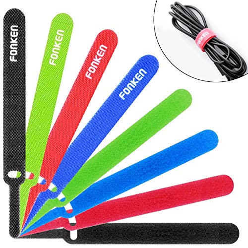 Reusable Cord Organizer, FONKEN Fastening Cable Ties 5 inch Cable Ties Straps 40 Pcs Cord Keepers for Headphone, Cell Phone Core and Other Wire Wrap Management- Multicolor â€¦