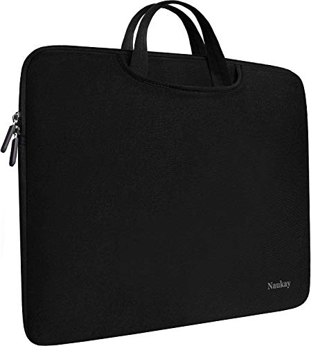 Book Cover Laptop Sleeve Bag 15.6 Inch, Durable Slim Briefcase Handle Bag & with Two Extra Pockets,Notebook Computer Protective Case for 15 15.6 inch HP, Dell, Acer, Asus, Chromebook, Ultrabook, Black