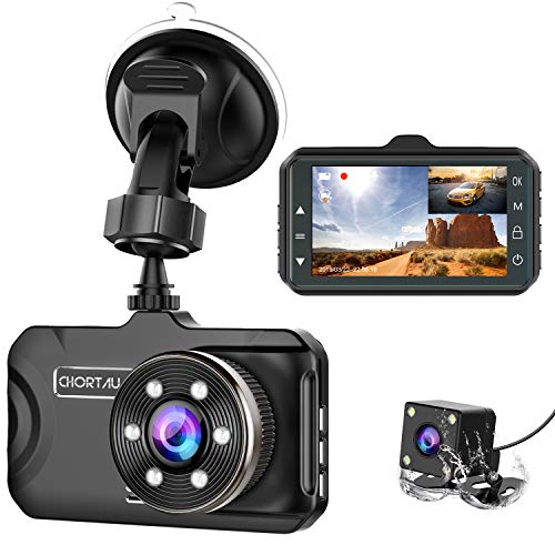Book Cover Dash Cam Front and Rear CHORTAU Dual Dash Cam 3 inch Dashboard Camera Full HD 170Â° Wide Angle Backup Camera with Night Vision WDR G-Sensor Parking Monitor Loop Recording Motion Detection