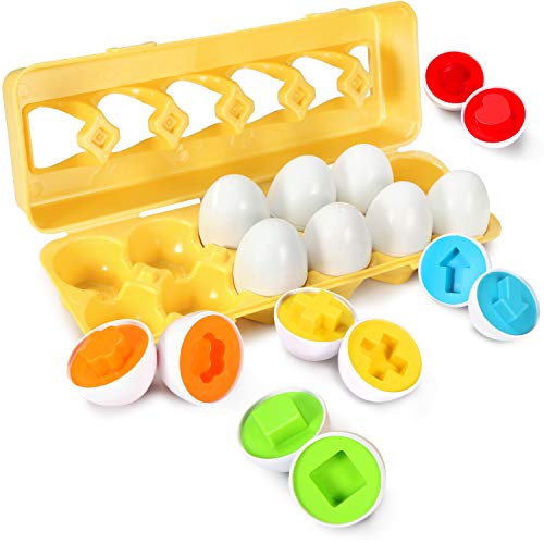 Book Cover TomatoFish Color Shape Matching Egg Set - Preschool STEM Toys - Educational Color & Shape/Number Recognition Skills Learning Toys - Sorting Puzzle for Toddlers Boys Girls - Easter Match Eggs (Shape)