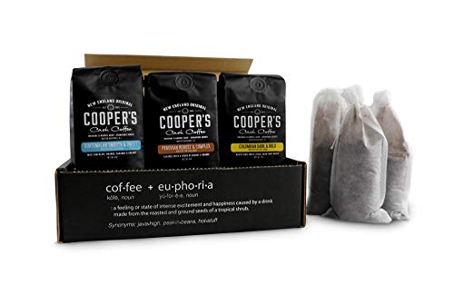 Cold Brew Coffee Box Set - Colombian, Peruvian, Guatemalan Ground Coarse for Cold Brew - 6 Filter Bags Included - 1.5 lbs