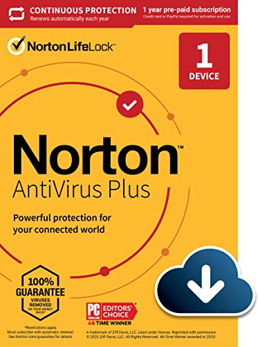 Book Cover Norton AntiVirus Plus (2022 Ready) Antivirus software for 1 Device with Auto-Renewal - Includes Password Manager, Smart Firewall and PC Cloud Backup [Download]
