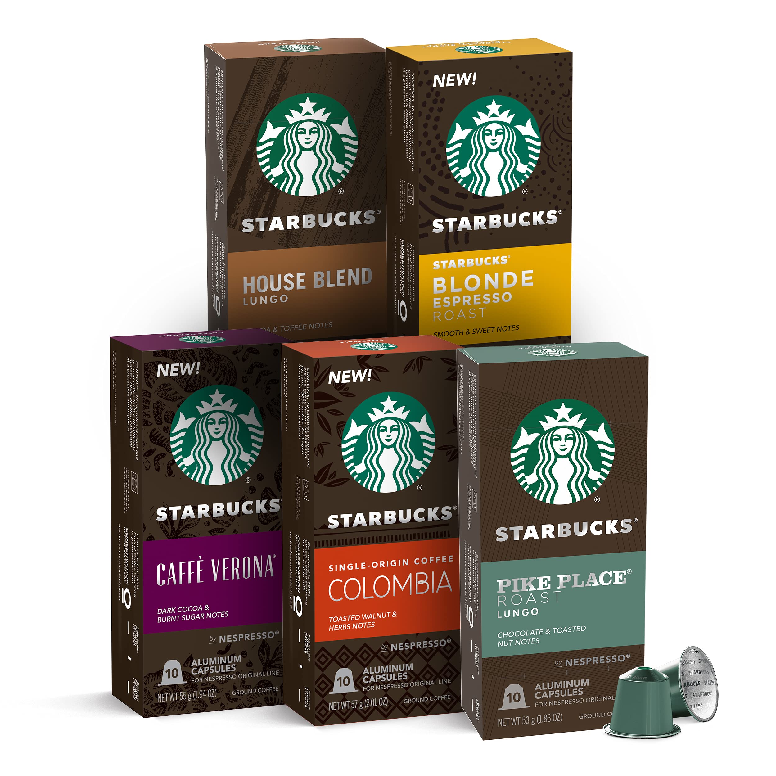 Book Cover Starbucks by Nespresso Variety Pack Coffee (50-count single serve capsules, compatible with Nespresso Original Line System) Best Seller Variety Pack 10 Count (Pack of 5)