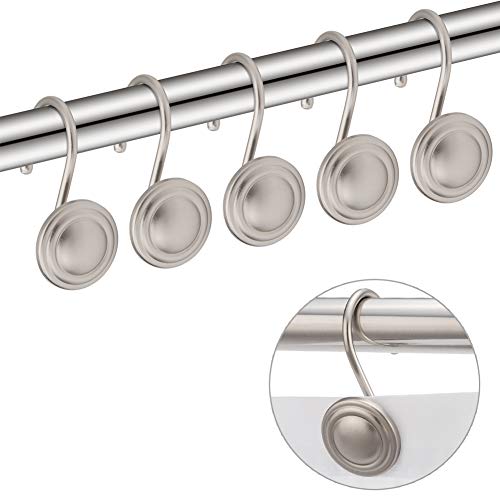 Book Cover Amazer Shower Curtain Hooks Rings, Rust-Resistant Decorative Metal Shower Curtain Rings Hooks for Bathroom Shower Rod Curtains, Set of 12-Nickel
