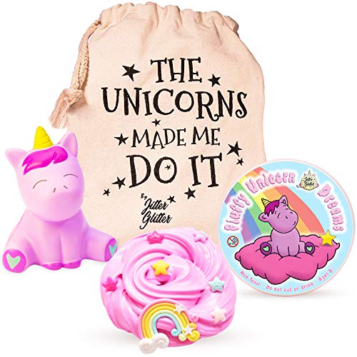 Book Cover Fluffy Unicorn Dreams - Fluffy Unicorn Slime & Squishy Toy Set Unicorn Gift for Girls - W/Rainbow & 6 Star Slime Charms Wrapped in A Unicorn Bag - Fluffy Slime Kit for Girls | 6+ Year Old Girl Gifts
