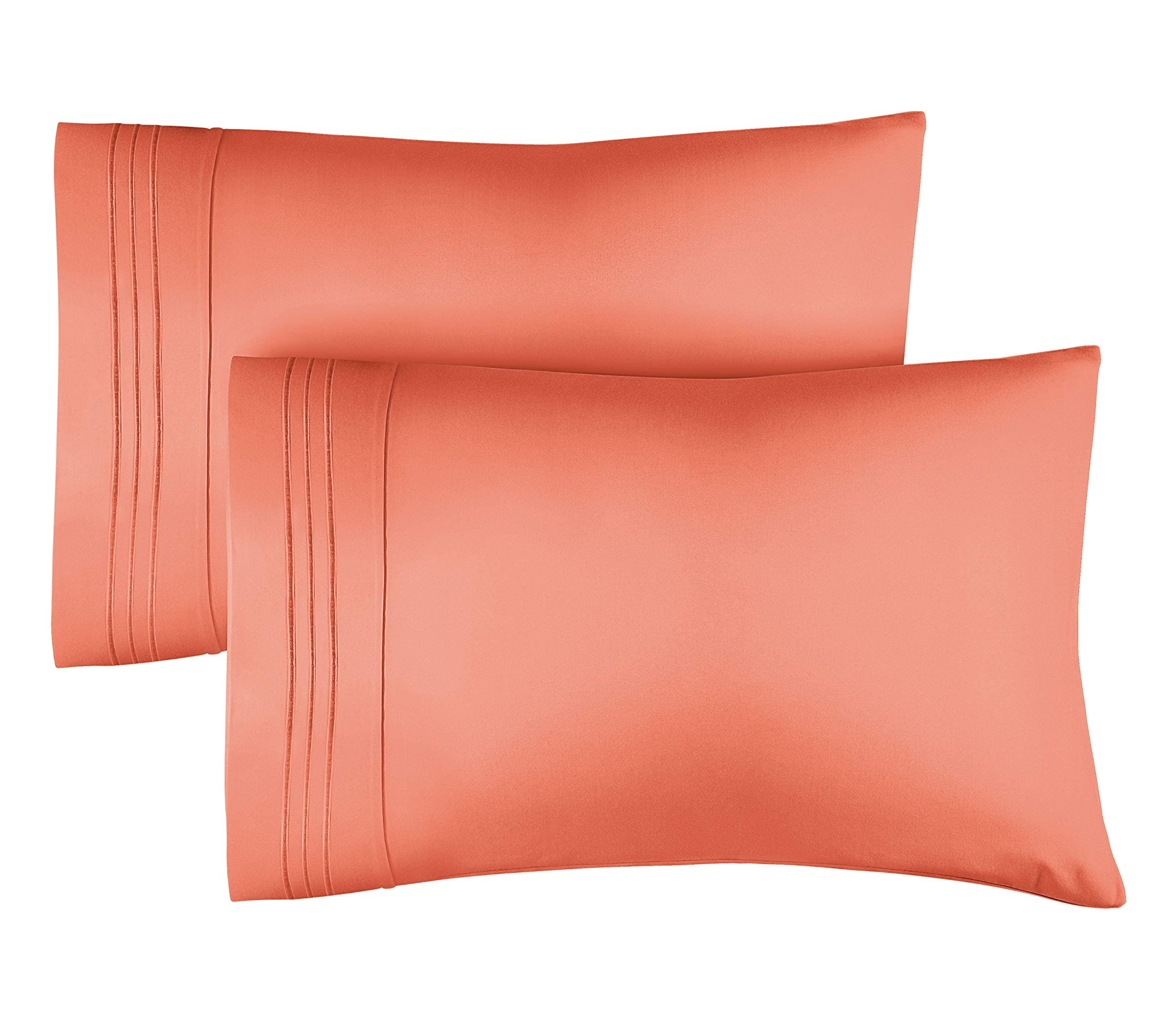 Book Cover King Size Pillow Cases Set of 2 – Soft, Premium Quality Pillowcase Covers – Machine Washable Protectors – 20x40, 20x36 & 20x48 Pillows for Sleeping 2 PC - King Size Pillow Cover Bedding King 14 - Coral